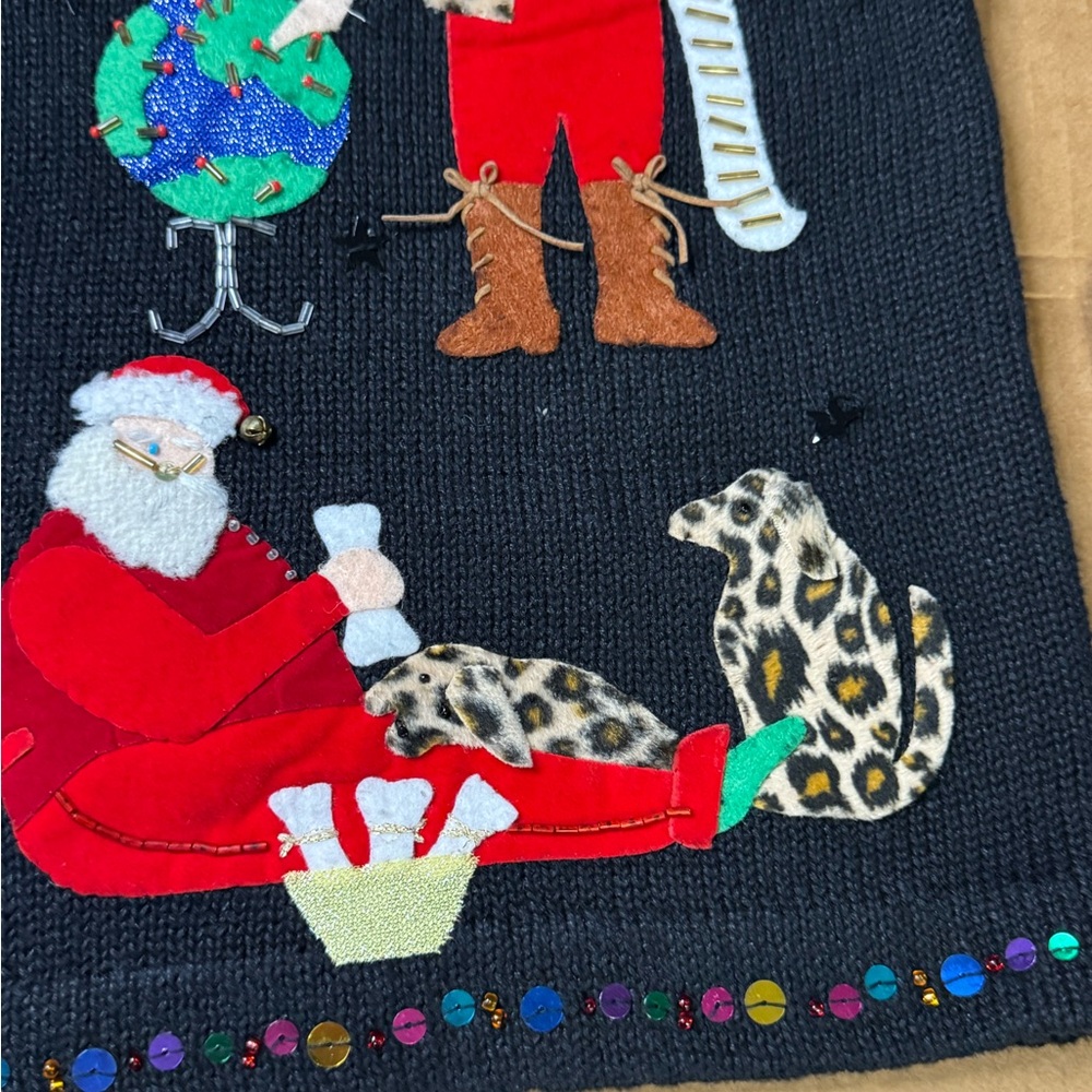Susan Bristol Festive Black Cardigan with Santa Designs size medium - Picture 4 of 15